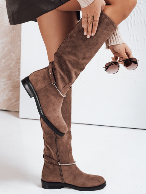 Braune Damenstiefel aus Wildleder Dstreet ZY1204