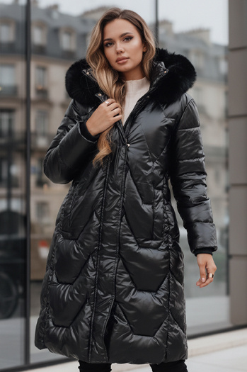 Damen Winterjacke ELECIO lang gesteppt mit Kapuze schwarz Dstreet TY5178z