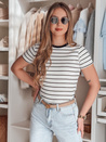 Damen Basic gestreiftes T-Shirt LINESS weiß Dstreet RY2818
