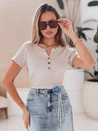 Damen Einheitsgröße gerippte Bluse KISS LOOK beige Dstreet RY2834