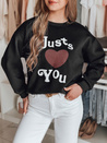 Damen Sweatshirt in Übergröße bedruckt JUST LOVE YOU schwarz Dstreet BY1472