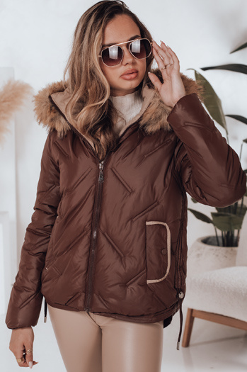 Damen Winterjacke COLDLIKE gesteppt mit Kapuze braun Dstreet TY5003