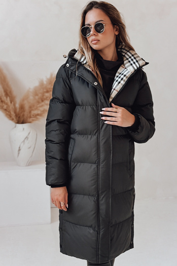 WINTERMISS Damen Winter lange Steppjacke mit Kapuze schwarz Dstreet TY4967