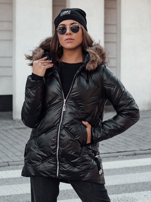Damen CLASSIQ Winter Steppjacke mit Kapuze schwarz Dstreet TY4623