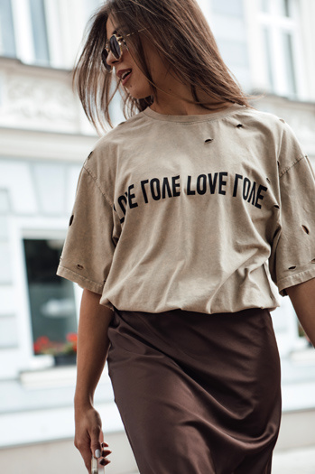 Bedrucktes Damen-T-Shirt BONGANIR Beige Dstreet RY2645