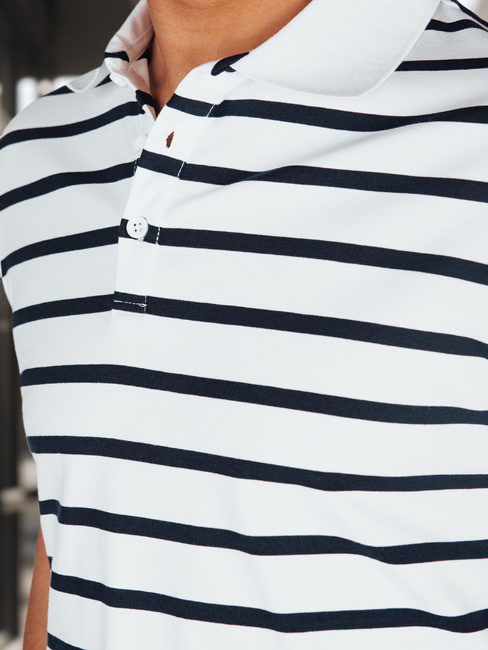 Gestreiftes Herren-Poloshirt weiß Dstreet PX0638