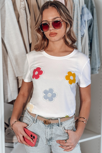 Damen T-Shirt mit Blumenmuster DAISYLA weiß Dstreet RY2742