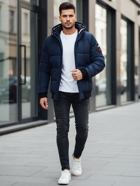 Herren Winterjacke mit Kapuze navy blau Dstreet TX5086z