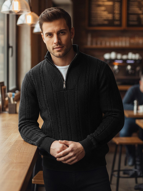 Herren Kragen Pullover schwarz Dstreet WX2328