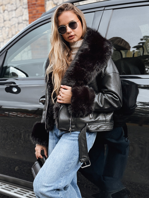 Damen Ramones Jacke mit Pelz schwarz Dstreet TY5233