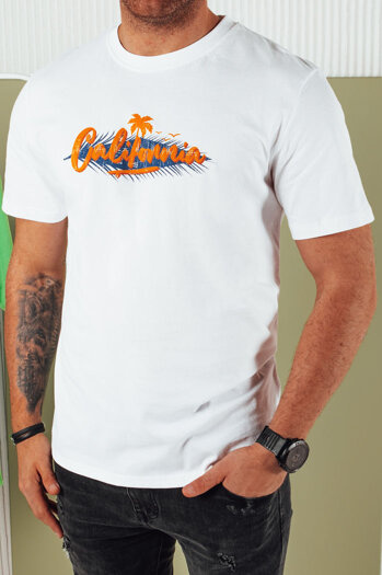 Bedrucktes weißes Herren-T-Shirt Dstreet RX5371