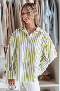 Damen Oversize-Shirt mit längerem Rücken SAMONE in grün und weiß gestreift Dstreet DY0460