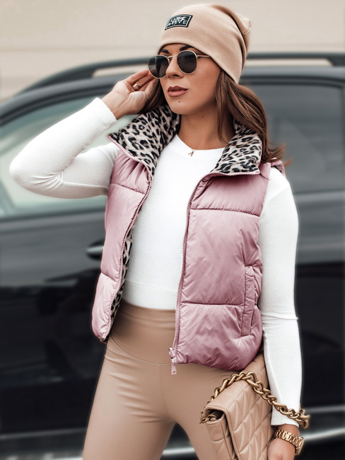 Damen LEOVELLA Übergangsweste kurz gesteppt beidseitig rosa Weste Dstreet TY5492