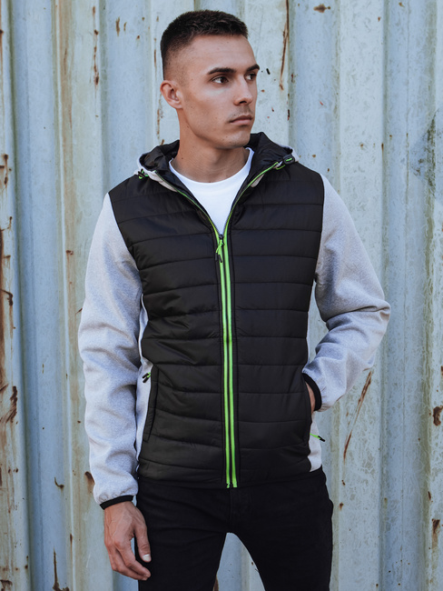 Herren Übergangs-Steppjacke mit Kapuze grau TX4862