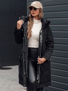 Damen Winterjacke ELEGANTI lang mit Kapuze schwarz Dstreet TY4658_2