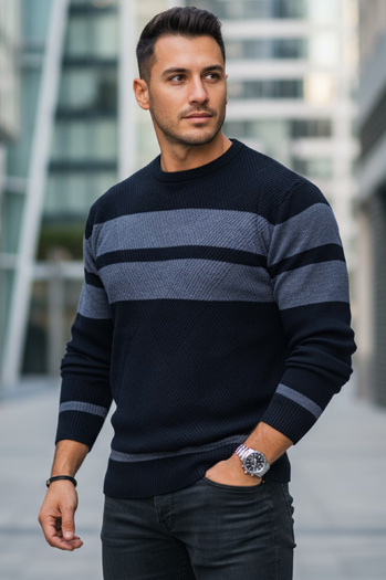 Marineblauer Herren-Pullover Dstreet WX2330