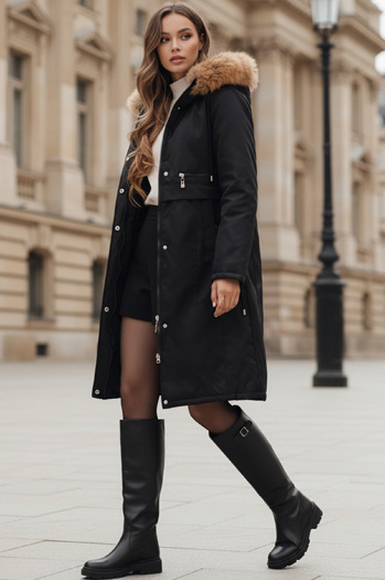 Damen Winter Parka Jacke mit Kunstfell schwarz Dstreet TY5110