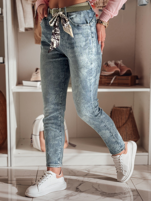 Damen Denim Slim Fit Hose mit Gürtel FLORETTA blau Dstreet UY2490