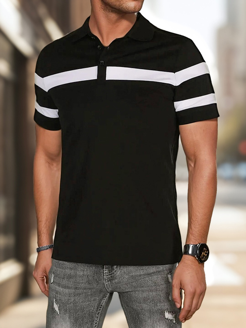 Herren Poloshirt mit Streifen schwarz Dstreet PX0631
