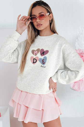 Damen Sweatshirt in Übergröße mit Herzen MADELIN grau Dstreet BY1459