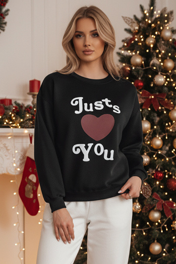Damen Sweatshirt in Übergröße bedruckt JUST LOVE YOU schwarz Dstreet BY1472z