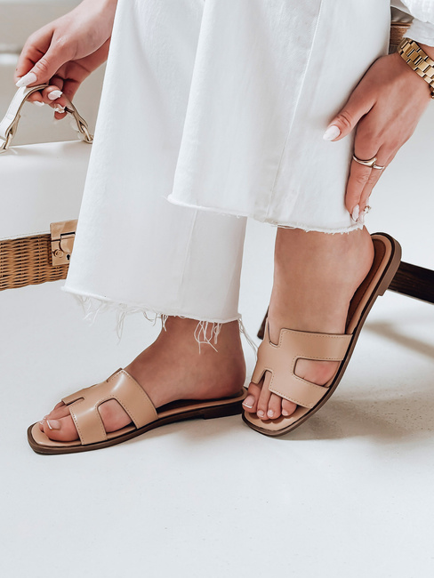 Damen Flip-Flops mit Kerbe CLASSROT beige Dstreet ZY0883