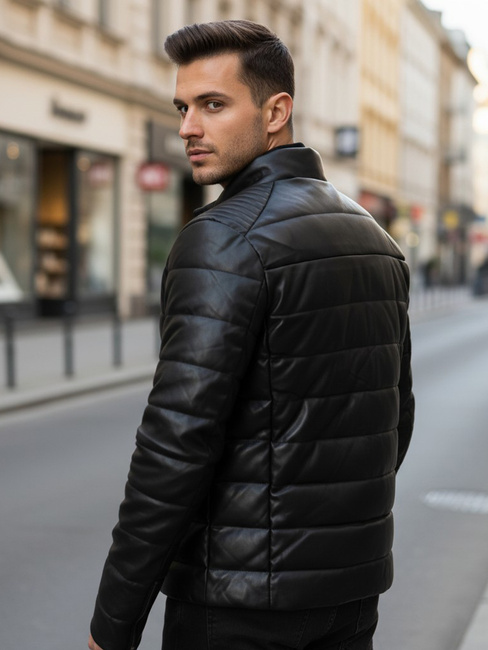 Herren gesteppte Winterlederjacke schwarz Dstreet TX5114