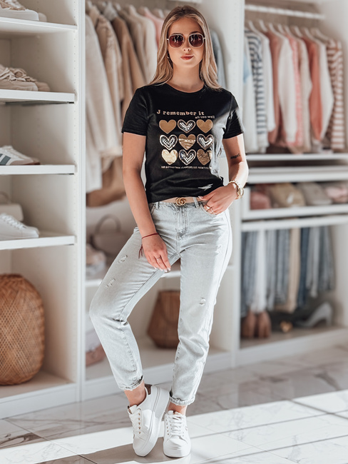 Damen Herz-T-Shirt LOVETIK schwarz Dstreet RY2734