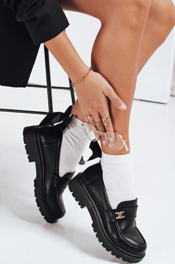 Damen schwarz Mokassins Dstreet ZY1122