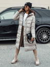 Damen VELVETTI lange Steppjacke mit Kapuze wendbar beige Dstreet TY4653