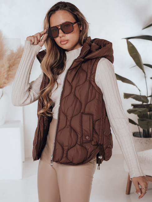 Damen Steppweste mit Kapuze MISSVEST braun Dstreet TY5019