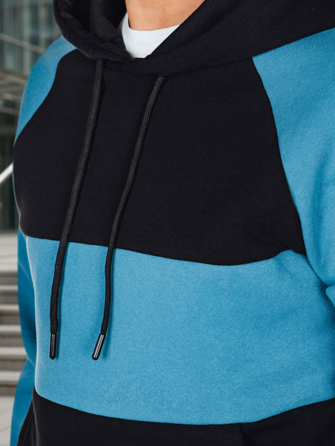 Herren-Kapuzenpullover mit schwarzen und marineblauen Streifen Dstreet BX5899