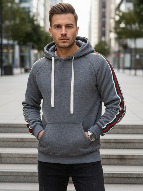 Grauer Herren-Kapuzenpullover Dstreet BX5938