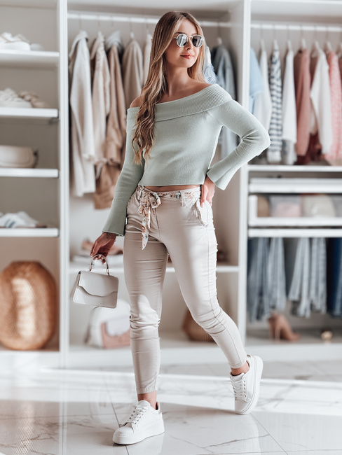 Damen Stoff Chinohose mit Gürtel ROSSALI hellbeige Dstreet UY2537