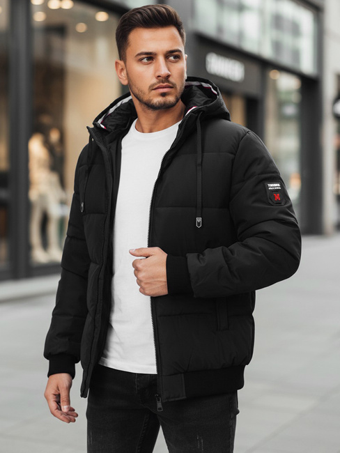 Herren Winterjacke mit Kapuze schwarz Dstreet TX5087z