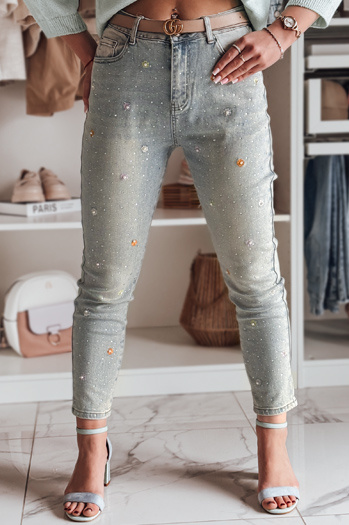 Skinny-Hose aus geblümtem Denim PERLAON blau Dstreet UY2477