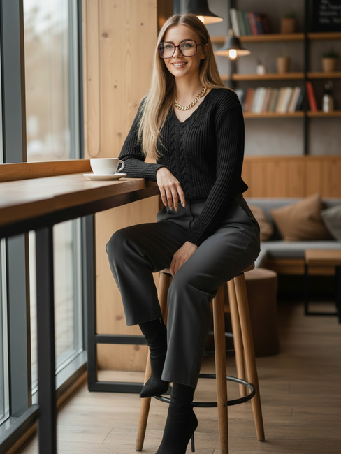 Damen Lange Pullover CANDIS Farbe Schwarz DSTREET MY1806