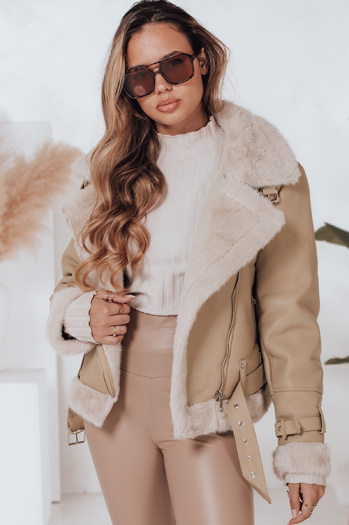 Damen Winter Ramones Jacke mit Pelz beige Dstreet TY4993