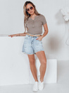 Damen Einheitsgröße gerippte Bluse KISS LOOK braun Dstreet RY2827