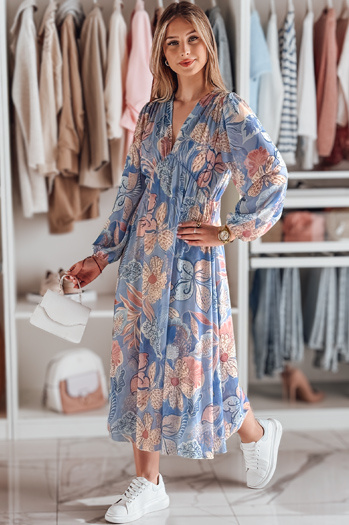 Einheitsgröße Midikleid mit Blumen LILOVIE hellblau Dstreet EY2570