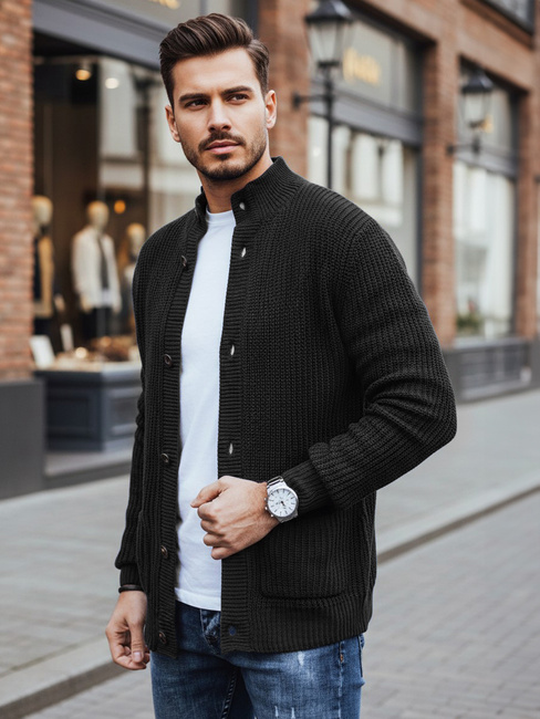 Herren Strickjacke Pullover schwarz Dstreet WX2347