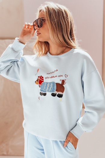 Damen Sweatshirt in Übergröße mit Stickerei DOGSWEETY blau Dstreet BY1479
