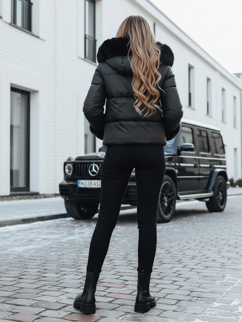 Damen Winterjacke YOUWARM kurz gesteppt mit Fell schwarz Dstreet TY5006