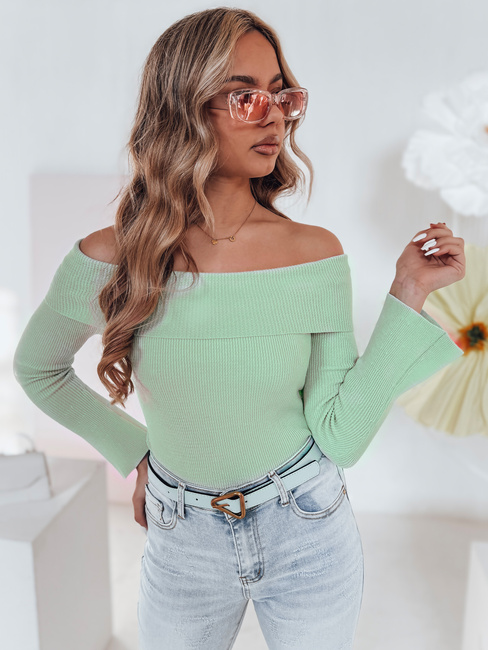 Damen Pullover in Einheitsgröße mit offenen Schultern SHOWIT hellgrün Dstreet MY2430