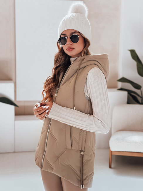 Steppweste mit Kapuze für Damen in camel Dstreet TY5107
