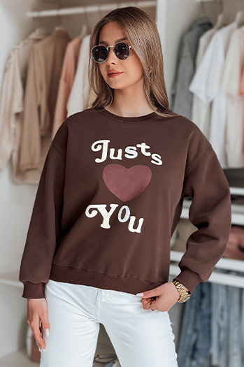 Damen Sweatshirt in Übergröße bedruckt JUST LOVE YOU braun Dstreet BY1477