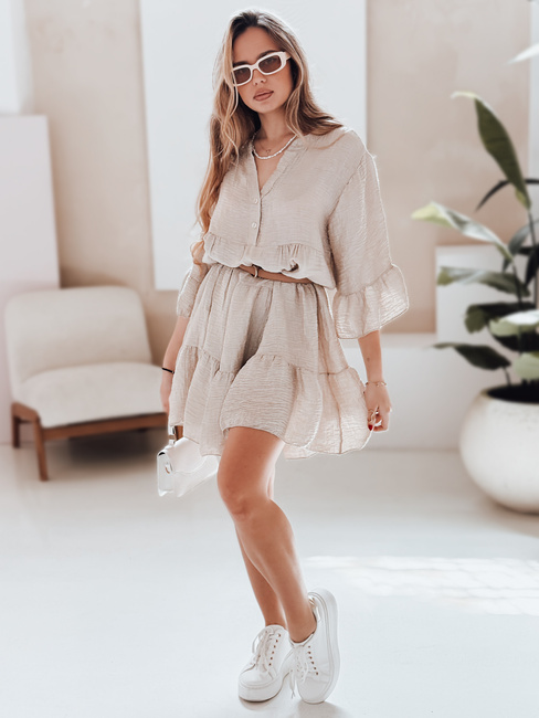 Sommer-Musselin-Kleid LYVONNE hellbeige Dstreet EY2615