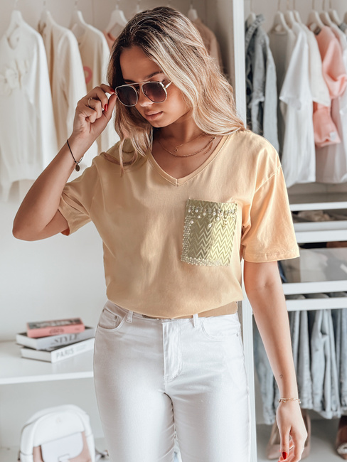 Damen T-shirt mit Aufdruck TASTI Farbe Pfirsichfarbe DSTREET RY2599