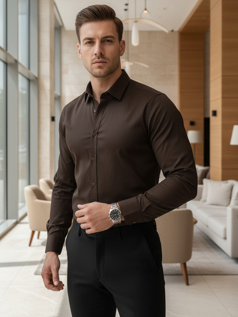 Herrenhemd braun Dstreet DX2679