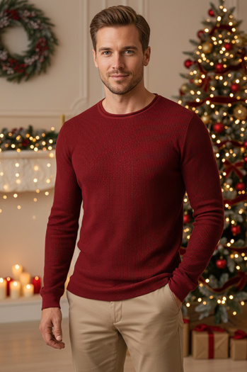 Burgunderroter Pullover für Männer WX2295z